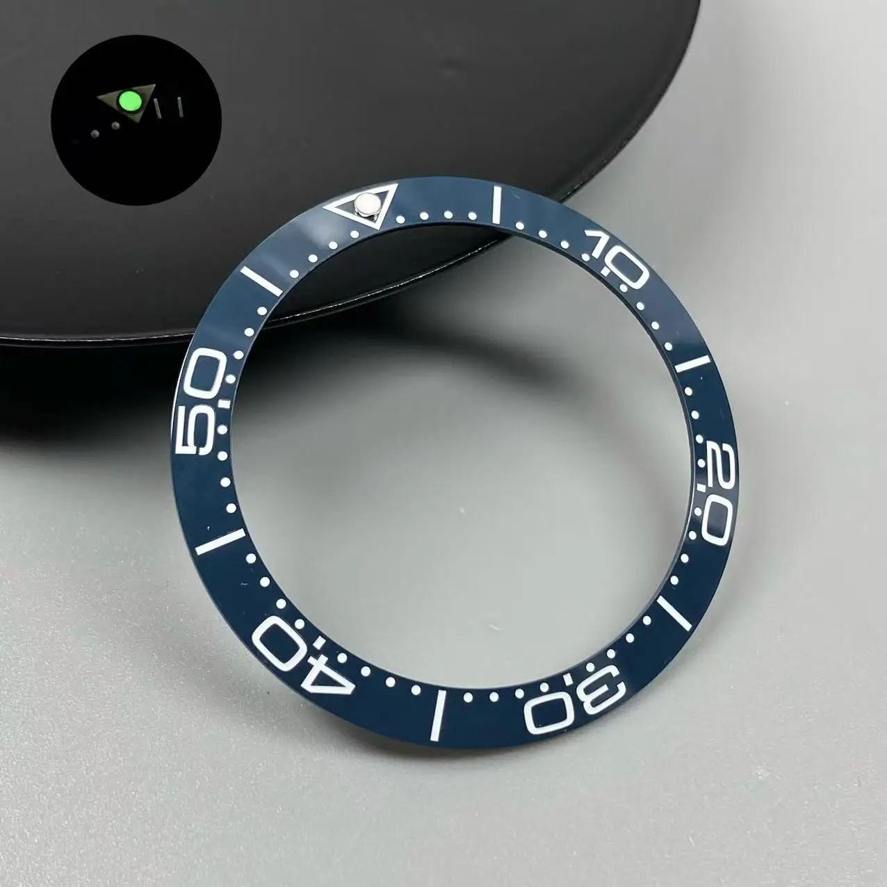 Blue/Green Luminous 38mm Tilted Ceramic Bezel Insert Ring