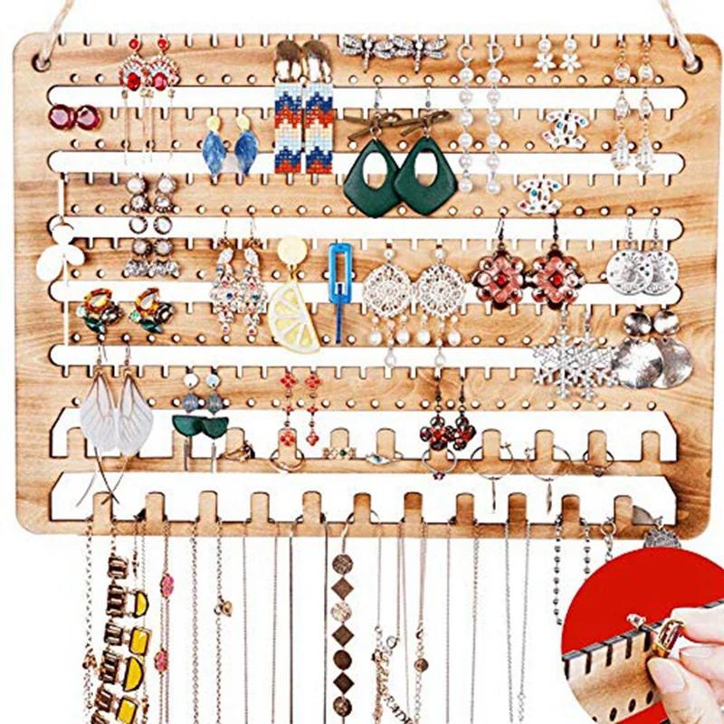 

1 Set Wooden Jewelry Organizer Wall Mounted Hanging Jewelry Organizer Earring Organizer