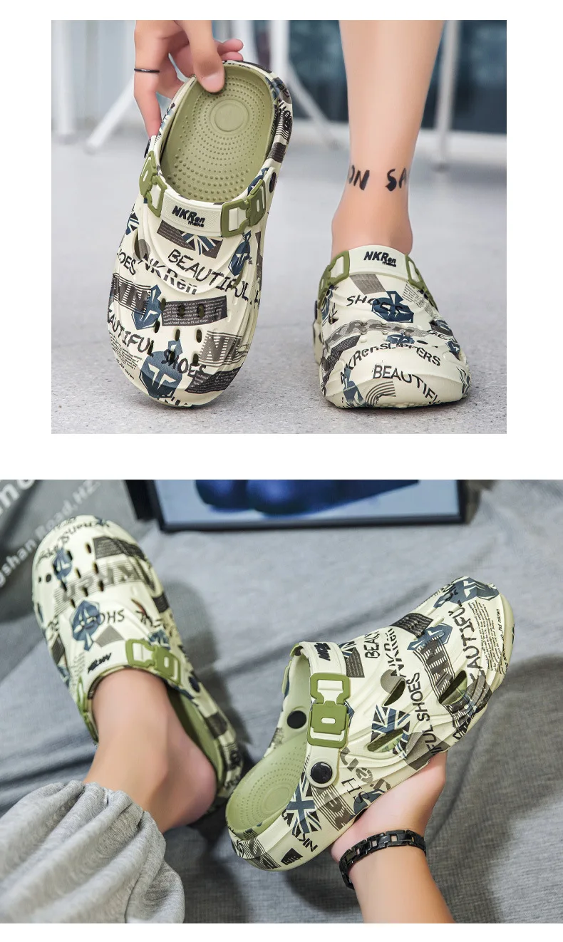 New Men Clogs Luxury Design Summer Shoes Sandals Daily Walking Beach Indoor Footwear Size 39-46 Comfortable Men Shoes Slippers