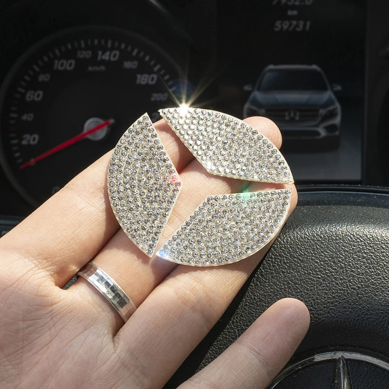 45 / 50mm Kristall Diamant Auto Lenkrad Emblem Aufkleber für