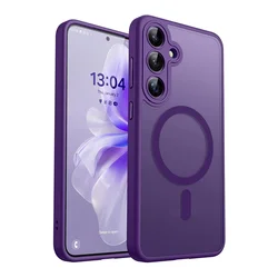 Luxury Matte Translucent Magnetic Wireless Charging Case with Magsafe Compatibility for Galaxy A26 5G (Dark Purple)