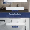 Bathroom Sink Rectangle 43" x 16", Two Hole Vitreous Ceramic Vessel Sink, Countertop & Wall Mount, with Overflow, Glossy White 5