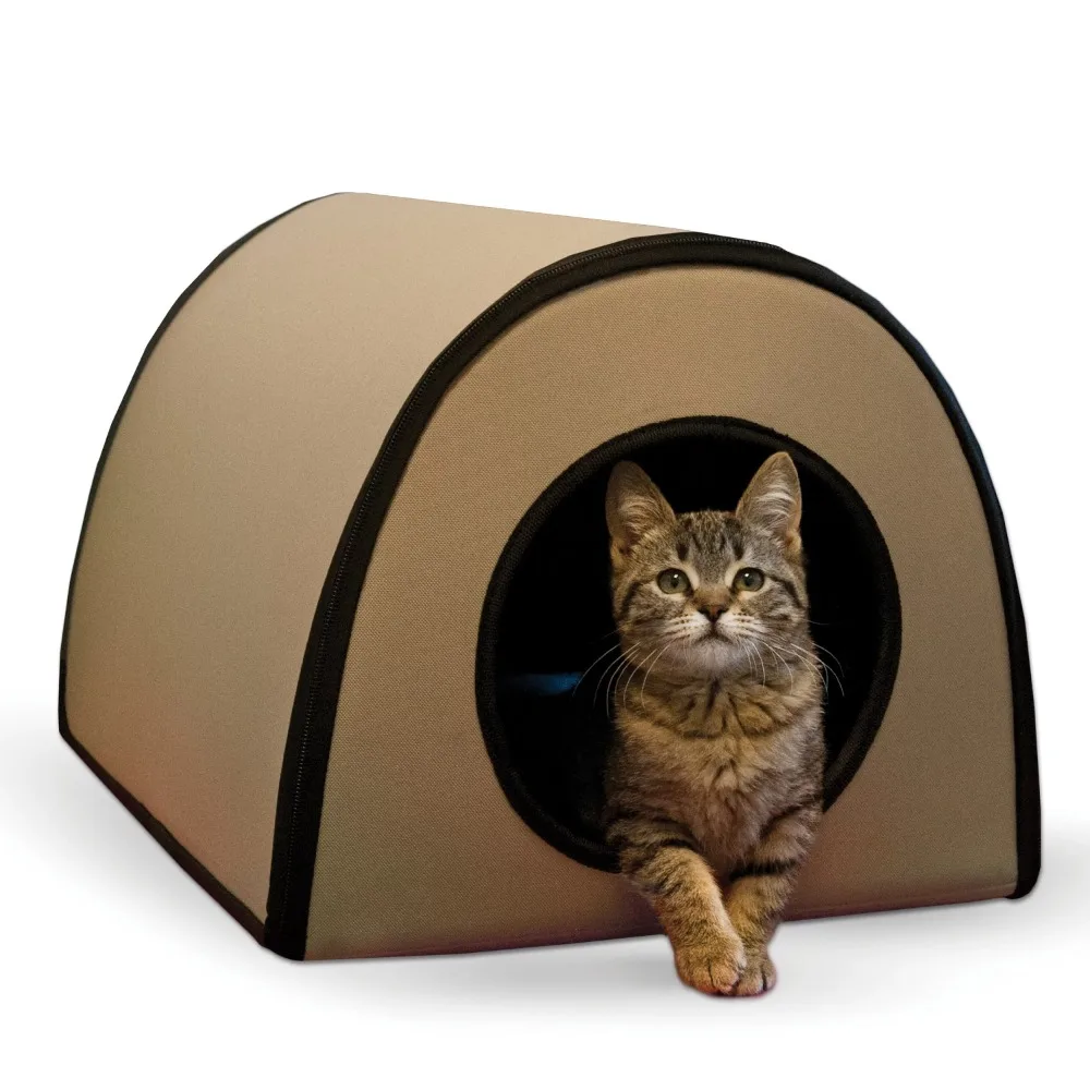 

Thermo Mod Kitty Shelter Outdoor Heated Kitty House Tan 21 X 14 X 13 Inches Cat Bed Cat Beds for House Cat Accessories