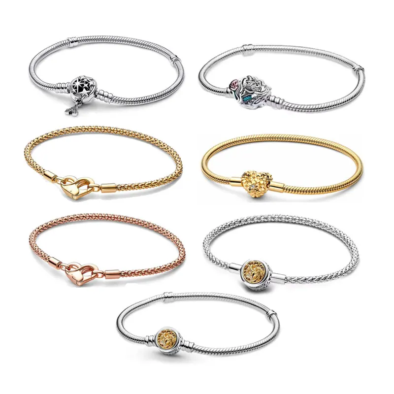 Silver925WomenSnakeCharmBraceletDIYManFitOriginalBeads