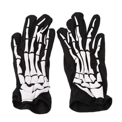 Haunting Skull Ghost Claw Gloves - Halloween Makeup Props & Festival Accessories (Black White)