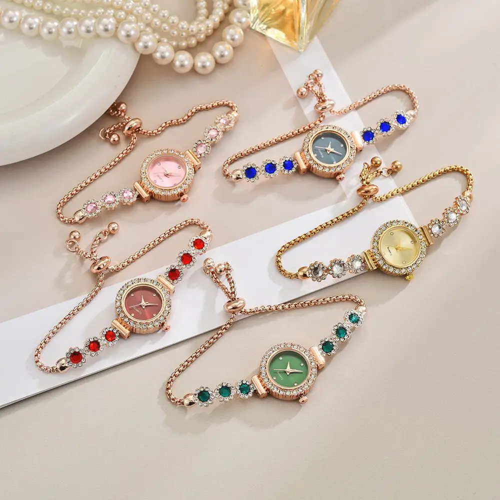 Elegant Women Watches Fashion Rhinestone Flowers Bracelet Ladies Quartz Wristwatch Reloj Mujer Girls Clock Gift - 6