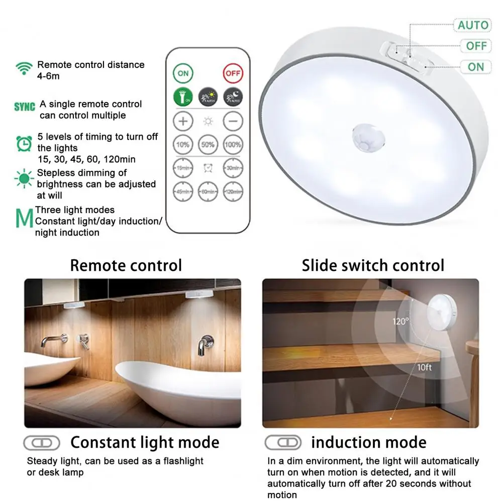 

Wireless Cabinet Lights Led Cabinet Lights Wireless Rechargeable Closet Lights Dimmable Motion Sensor Remote for Cabinets