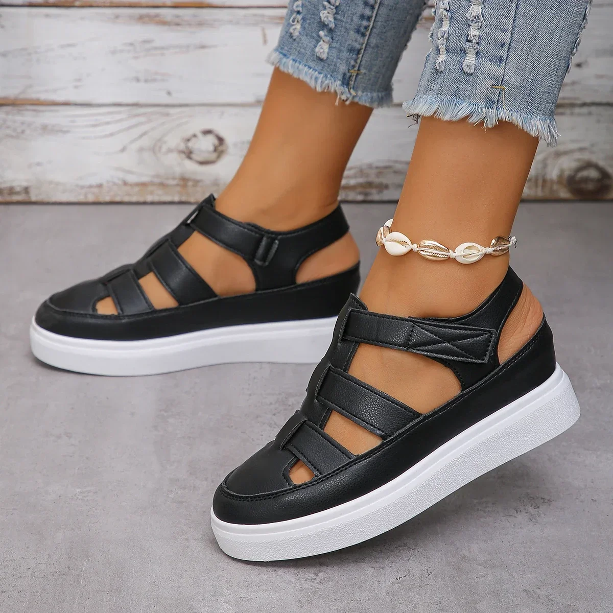 Women Sandals New Summer Wedges Heels Platform Sandals Women Hollow Out Gladiator Sandals Breathable Thick Sole Shoes for Women - 5