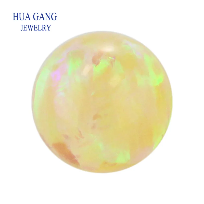 Sfera Rotonda Opale Sintetico Op04 Giallo Sintetico Mezzo Foro Completamente Forato Palla Rotonda Opale Perline Opale Sintetico All'Ingrosso