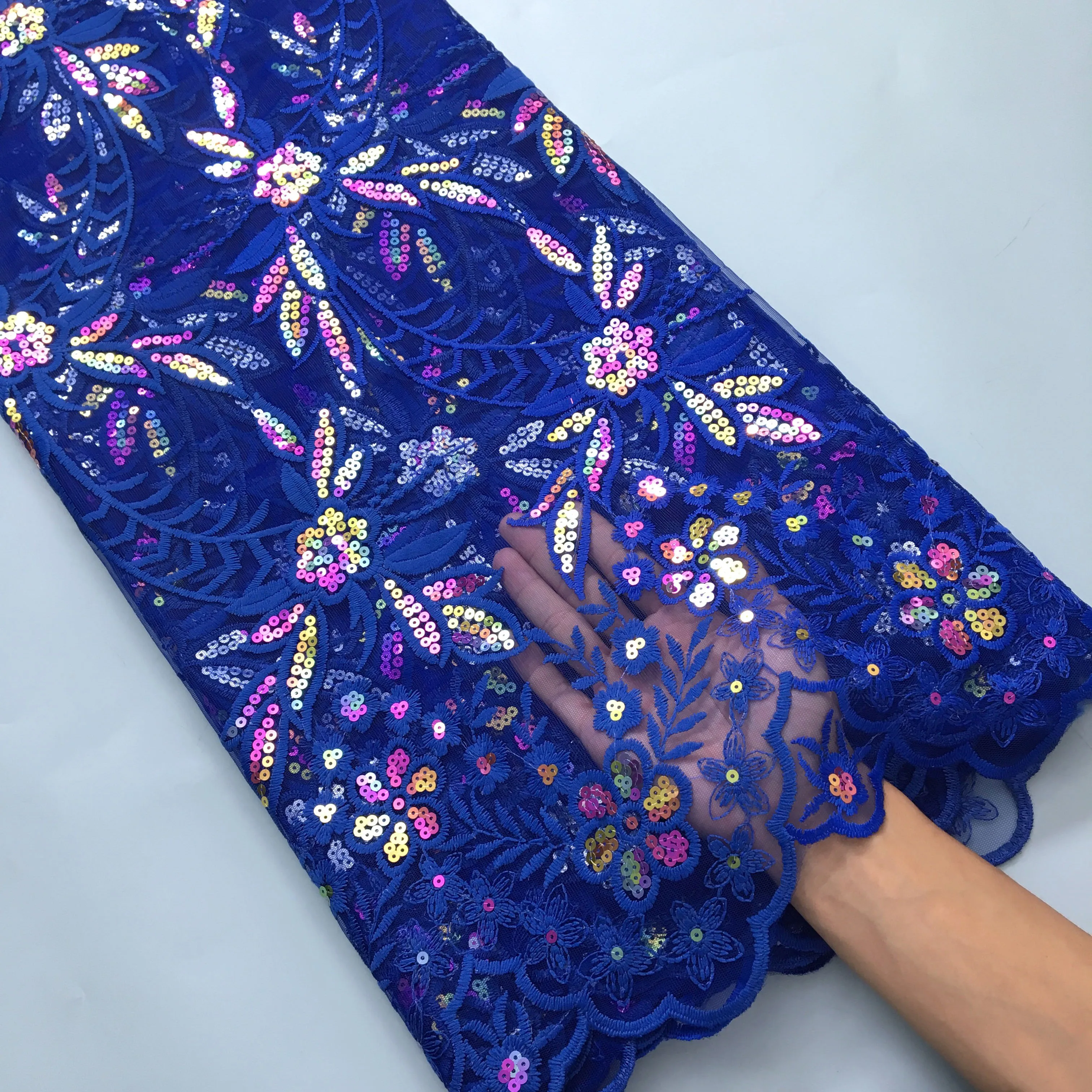 New Arrival Milk Silk Lace Fabric Light Green French Milk Silk Lace Fabric With Sequins 5Yards For African Nigerian Dress F3976