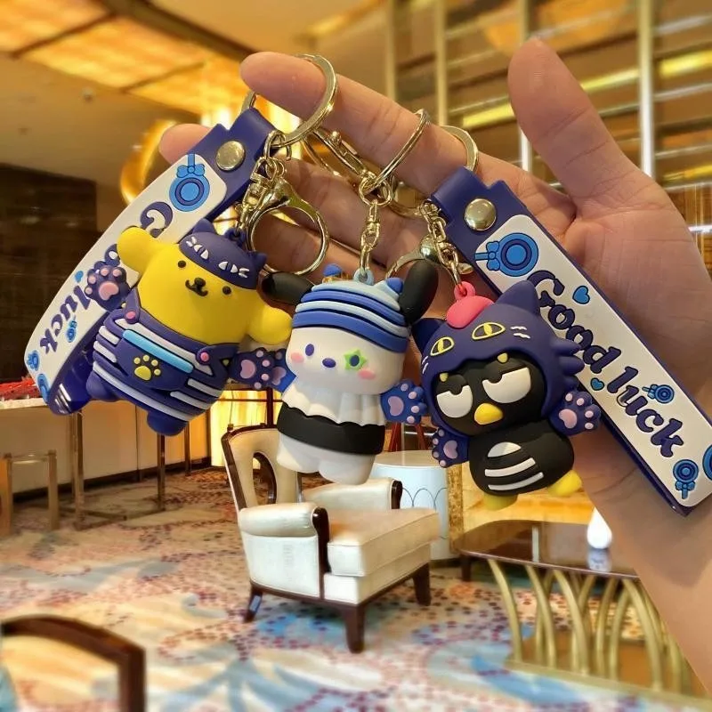 

Hello Kitty Silicone Keychain Sanrio Anime Kuromi Pochacco Cute Cartoon Cat Scratch Model Backpack Pendant Girls Gifts
