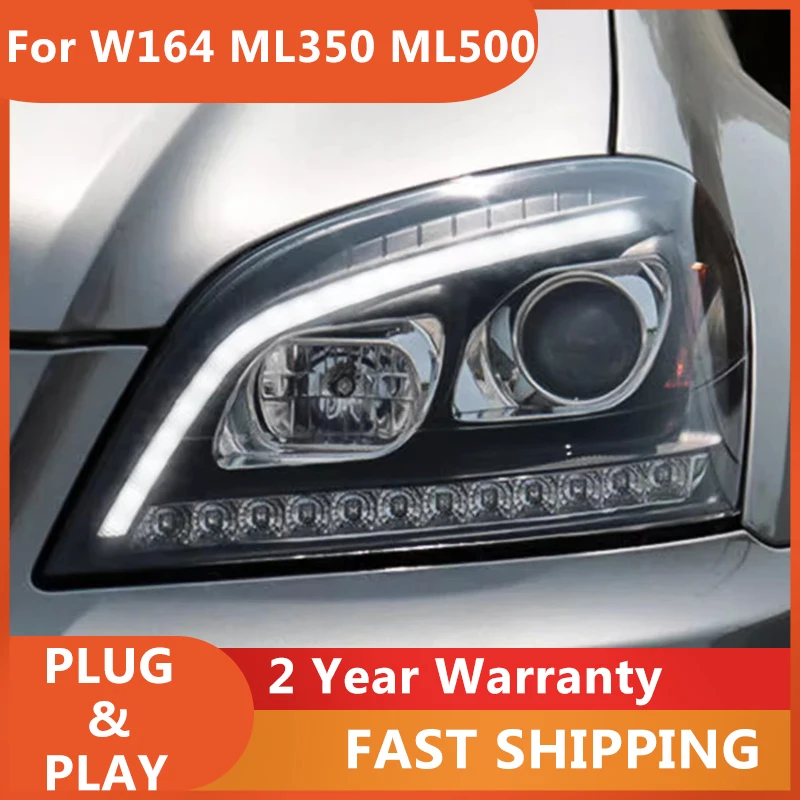 

Автомобильные аксессуары для Mercedes W164 фара 2009-2012 ML350 головка светильник DRL поворотный сигнал Ближний Дальний свет проектор Объектив