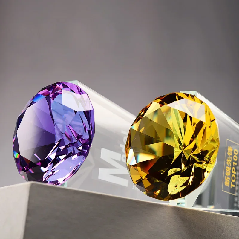 Custom Diamond Style Crystal Trophy Creative High-End Home Decoration, Excellent Employees Annual Meeting Competition Award, 1Pc
