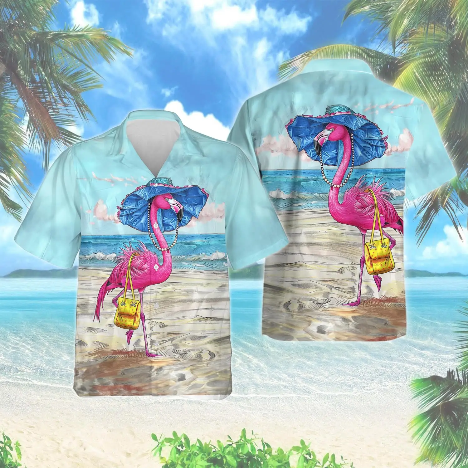 Camisas hawaianas con estampado completo de animales y pájaros lindos para hombres, camisas casuales de manga corta para vacaciones en la playa, blusa con botones de talla grande
