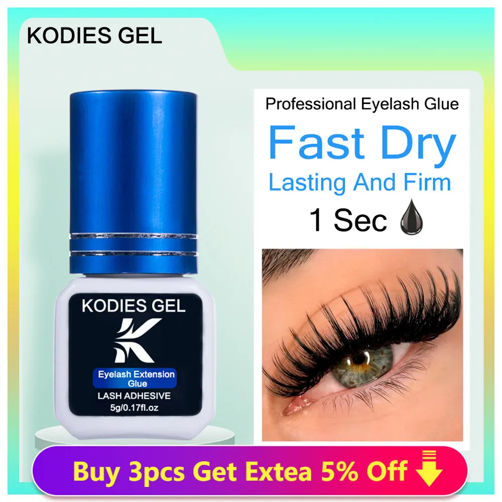 Kodies Gel New Eyelash Extension Glue 5g 1s Fast Dry Black Eye Lashes