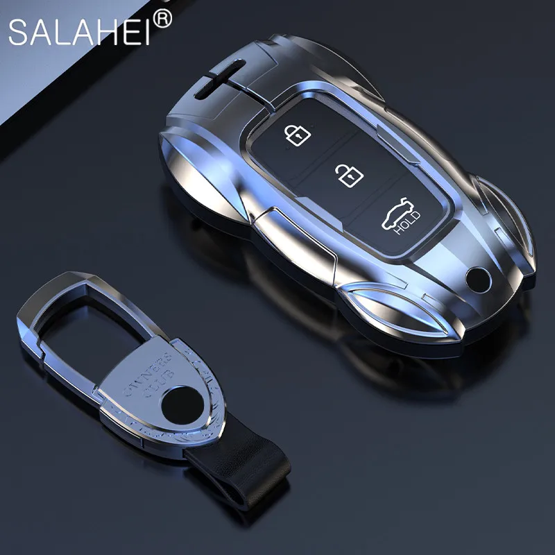 

Zinc Alloy Car Key Case Cover Holder Bag For Hyundai i30 ix25 Elantra KONA Solaris Azera Grandeur LG TM Accent Santa Fe Palisade