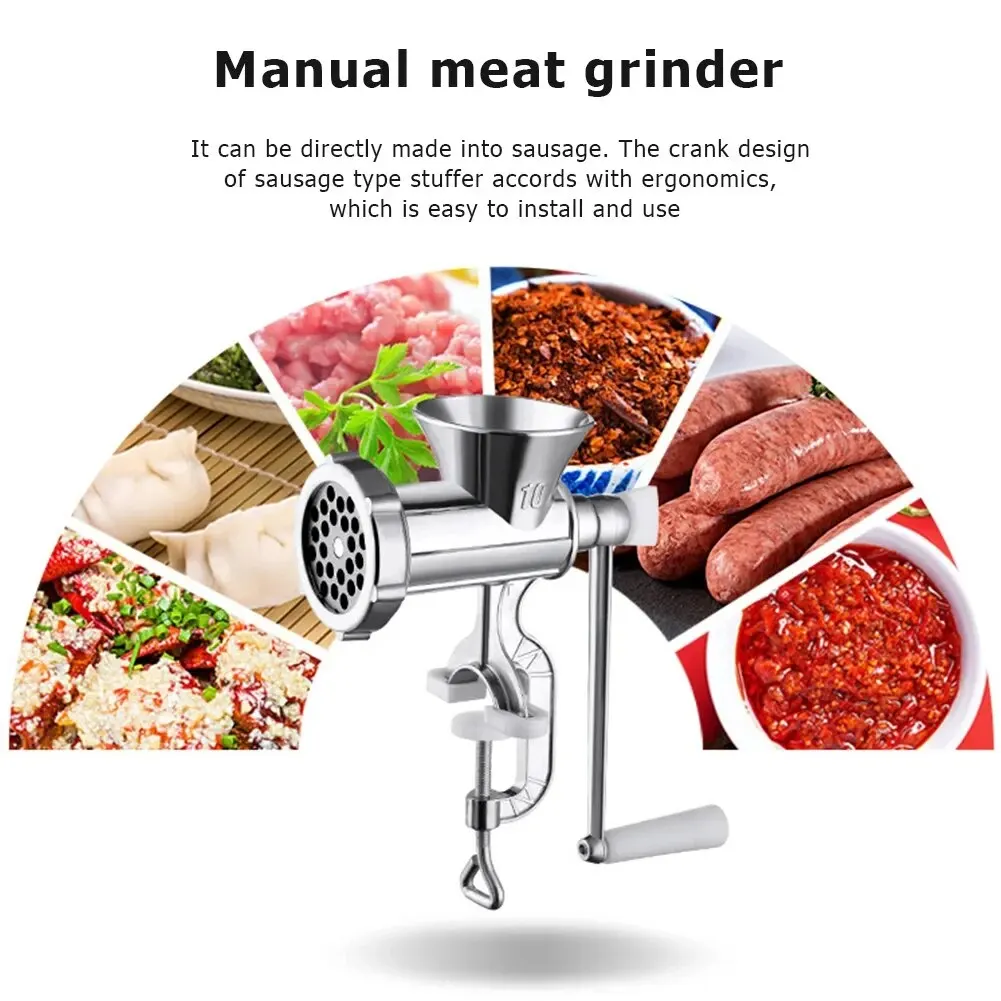 1PC Manual Meat Grinder Silver Aluminum Alloy Powerful Home Sausage Vegetable Chopper Pepper Kitchen Appliances meat grinder