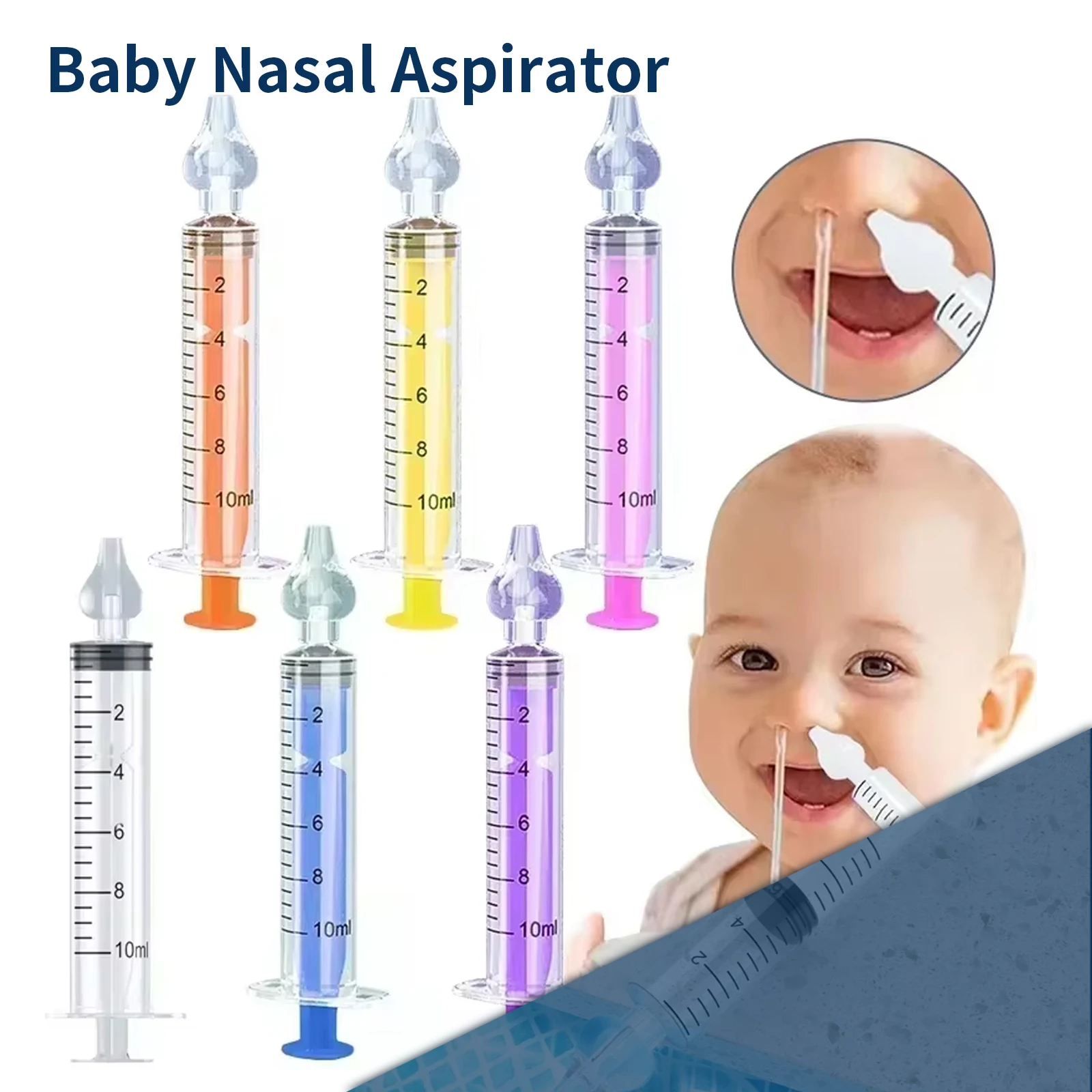 2Pcs Silicone Baby Nasal Aspirator Syringe Baby Nose Cleaner Kids Rhinitis Nasal Washer Reusable Irrigator Washing for Chi