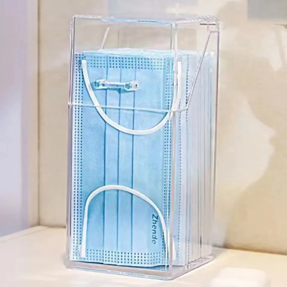 1/3PCS Transparent Storage With Dust Mouth And Nose Cover Door Desk Entrance Mask Box_voghion.com