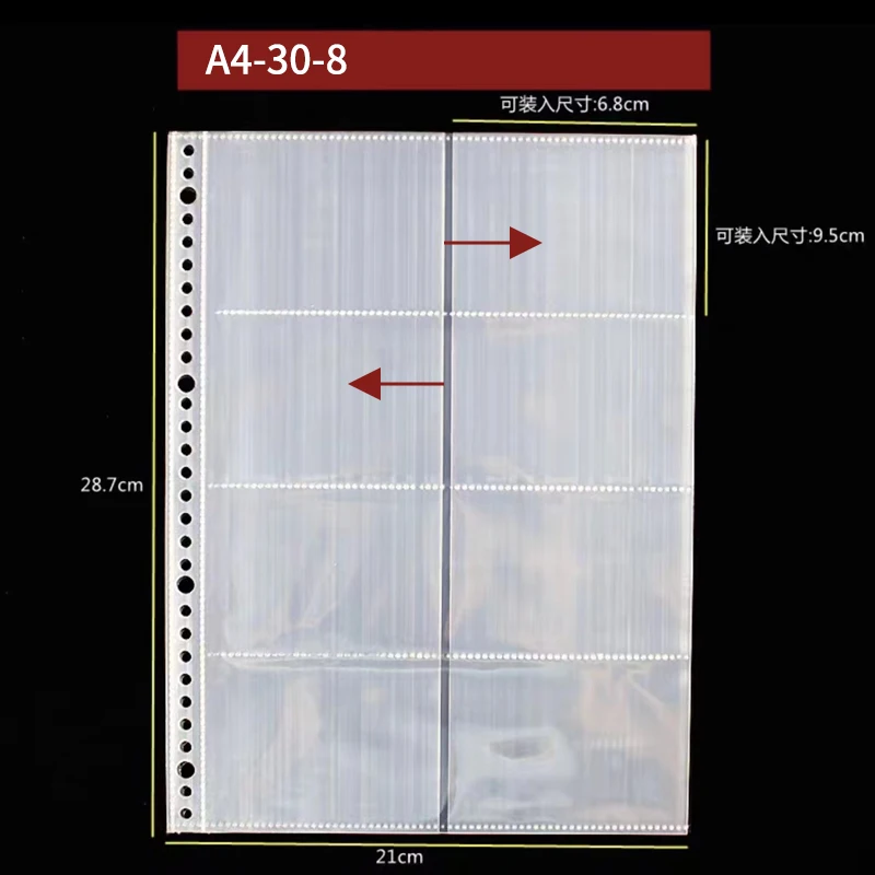 A4 Transparent Plastic Punched Pocket Folder Filing Loose Leaf 30 Holes Document Sheet Protectors Binder Bag Clear Sleeves 10pcs file folder file holder