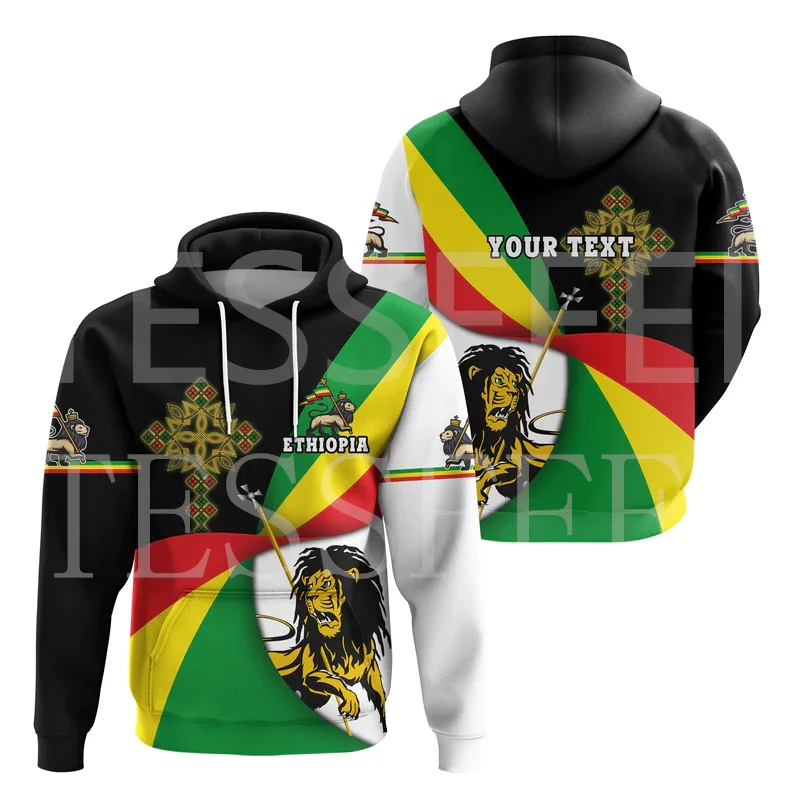 NewFashion Custom Name Ethiopia Lion Africa Country Flag Tribe Tattoo Streetwear 3DPrint Casual Funny Pullover Jacket Hoodies 23