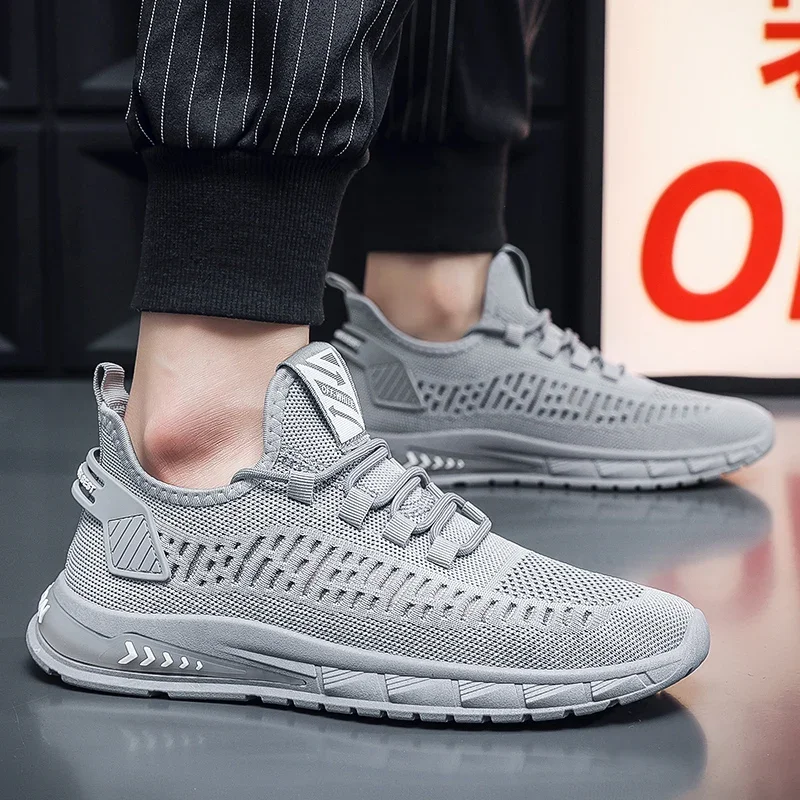 

2023 New Male Fashion Sneakers Lightweight Running Gym Sports Shoes Knitted Breathable Casual Lace Men Shoes Zapatillas Hombre