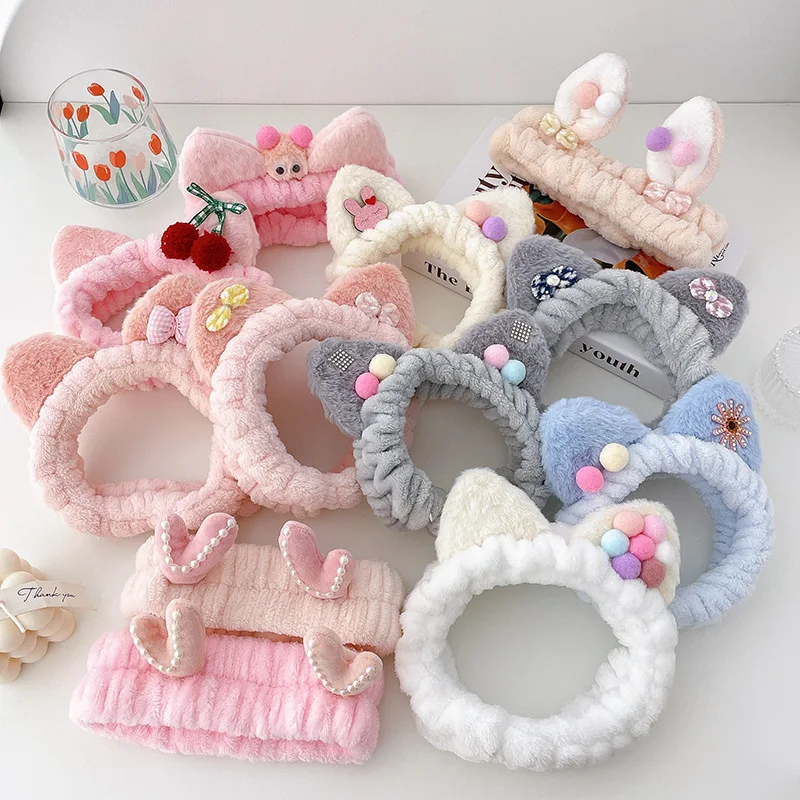 Cat New Coral Fleece Wash Face Bow Hairbands For Women Girls Fasce Per Capelli Copricapo Fasce Per Capelli Accessori Per Capelli Turbante