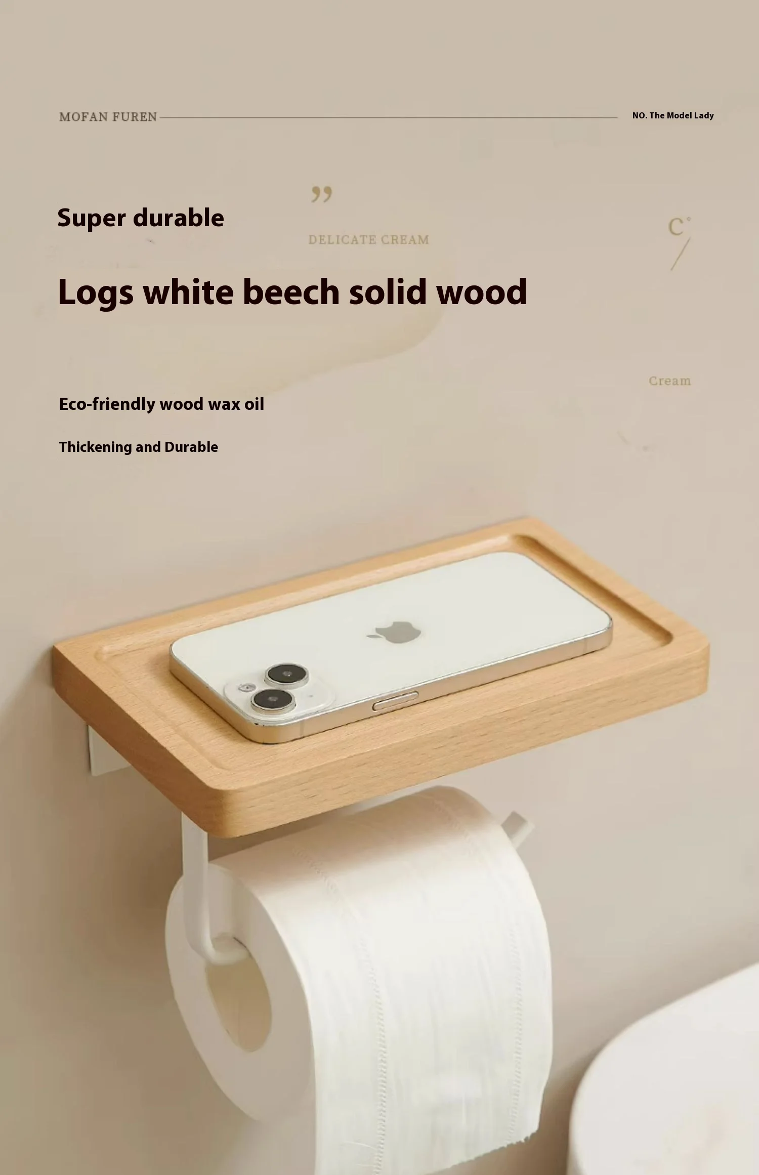 Wooden bathroom toilet paper box solid wood toilet tissue box paper rack bathroom wall hanging roll rack