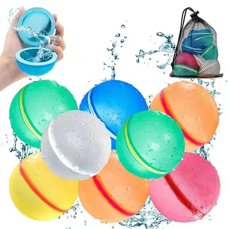 6pcs Swimming Pool Silicone Water Ball Reusable Magnetic Water Ball Summer Toys for Fun Outdoor Activity Pool Games
