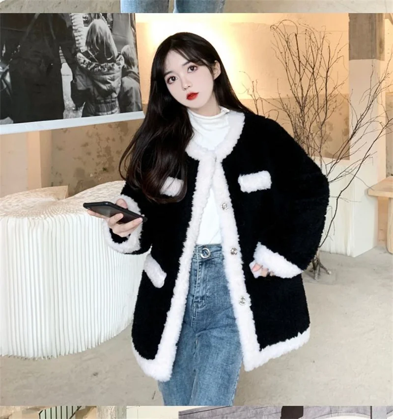 High Grade Fragrant Style Lamb Wool Coat for Women's 2023 New Autumn/Winter Loose fitting Fashion Versatile Commuter Top P247