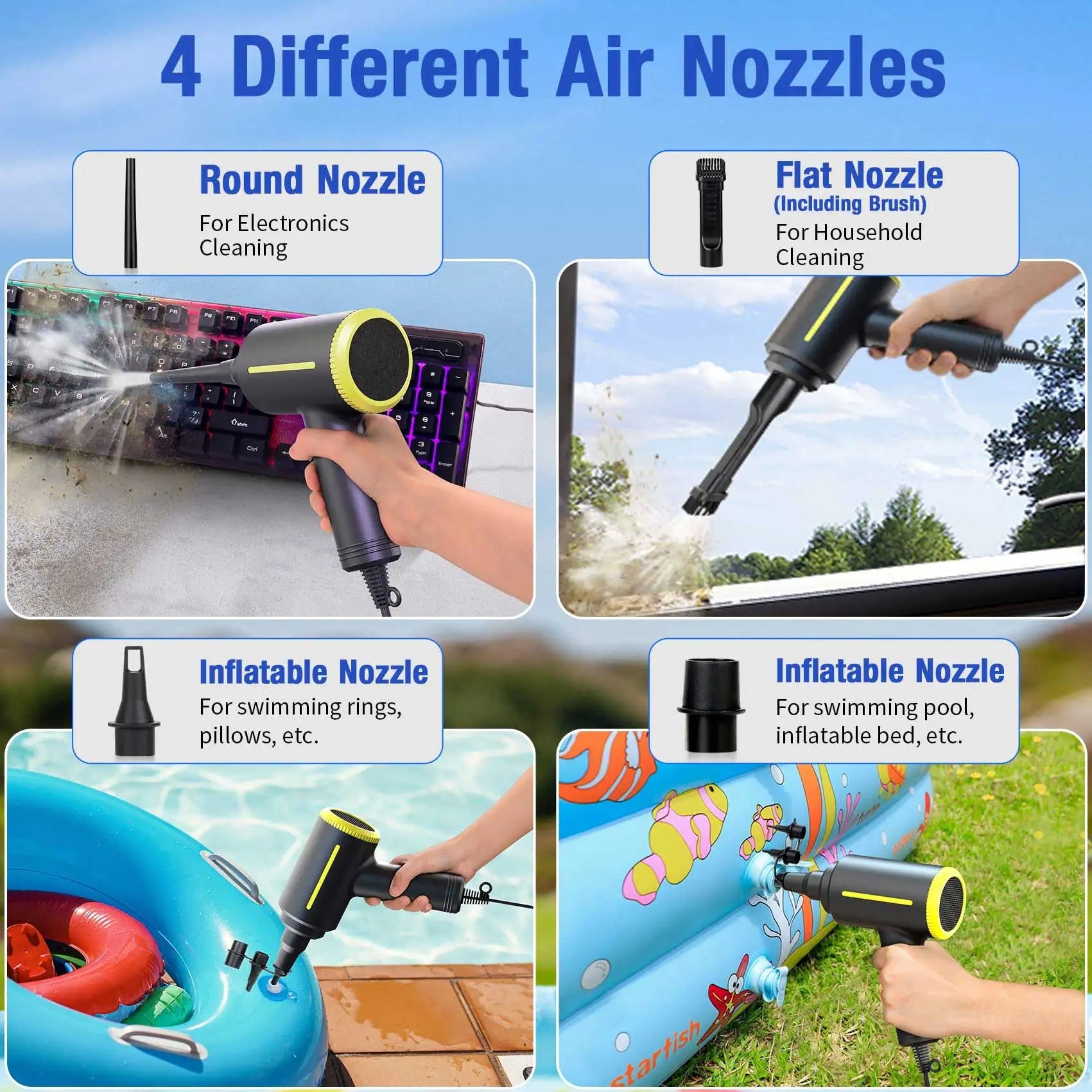 500W Electric Air Duster Portable Compressed Air Handheld Air Blower for PC Computer Cleaning Laptop Keyboard Screen Cleaner 5