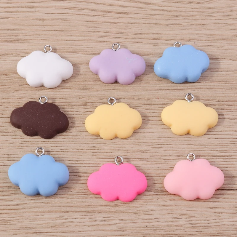 10 Stück 25 x 21 mm niedliche bunte Harz-Wolken-Charms-Anhänger für Schmuckherstellung, Halsketten, Ohrringe, Armbänder, DIY-Bastelzubehör