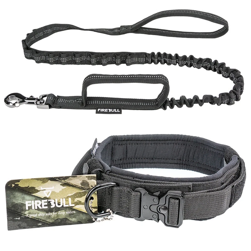 Tactical Dog Collar Leash Set Adjustable Durable Fashion Big Dog Collars Leash Hunting Training for Medium Large Dog Accessories 