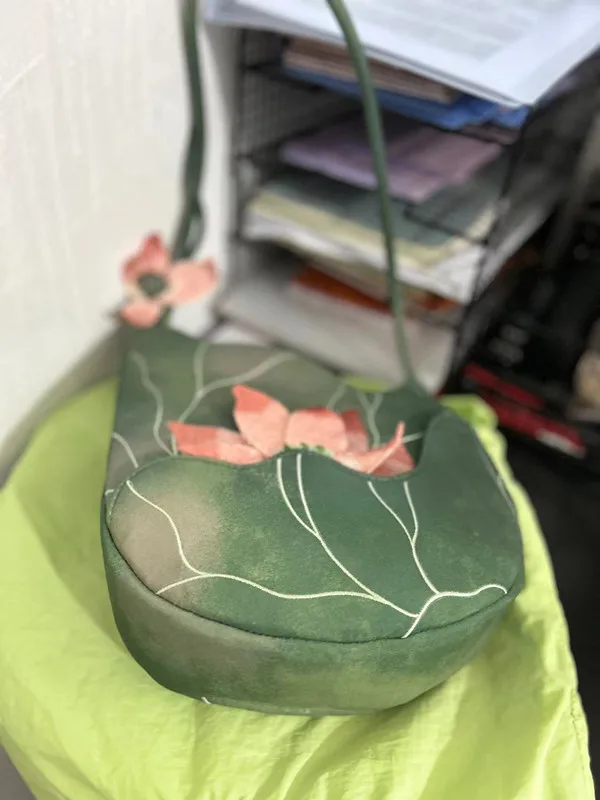 JIAERDI Chinese Style Embroidery Green Messenger Bag Wallet Women Harajuku Lotus Shoulder Bags Ladies Ancient Hanfu Handbag Chic