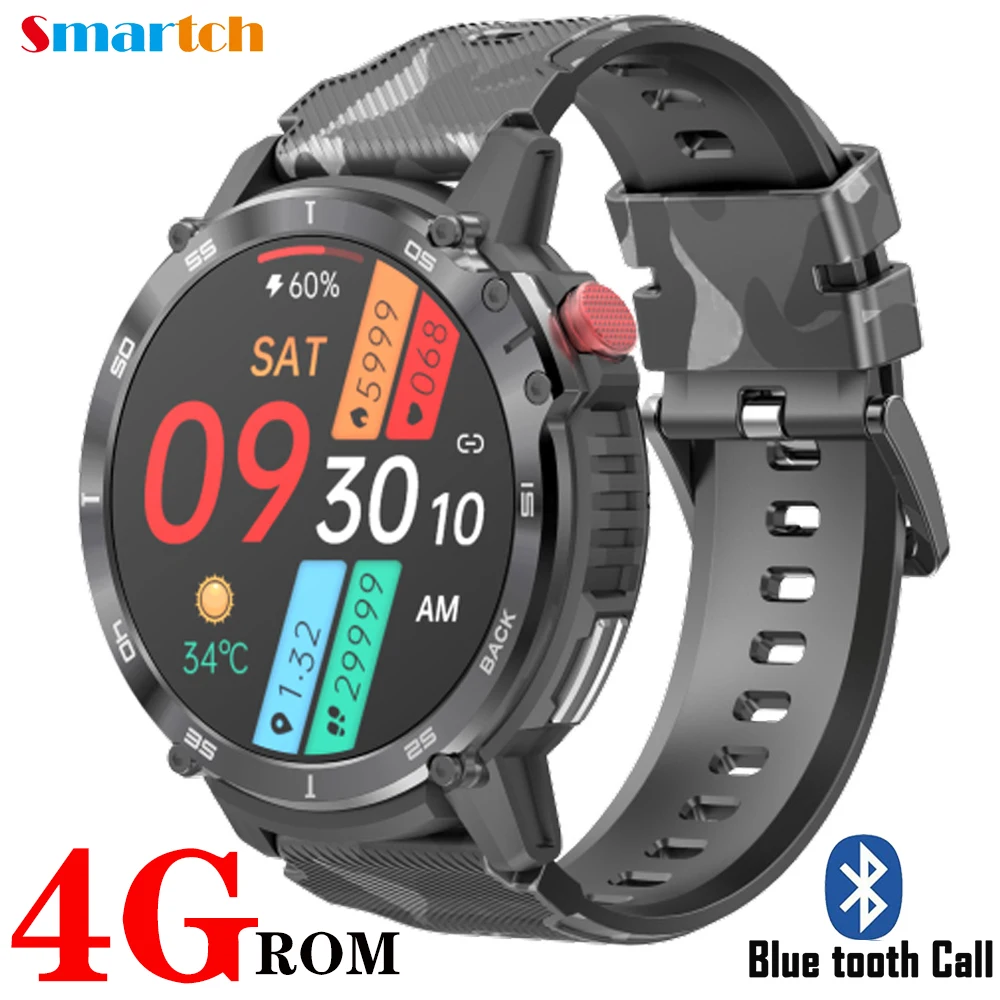 

Smart Watch Men 4G ROM 1G RAM Blue Tooth Call 400mAh Sports Watches IP68 Waterproof Smartwatch 1.6 Inch 400*400 Information Push