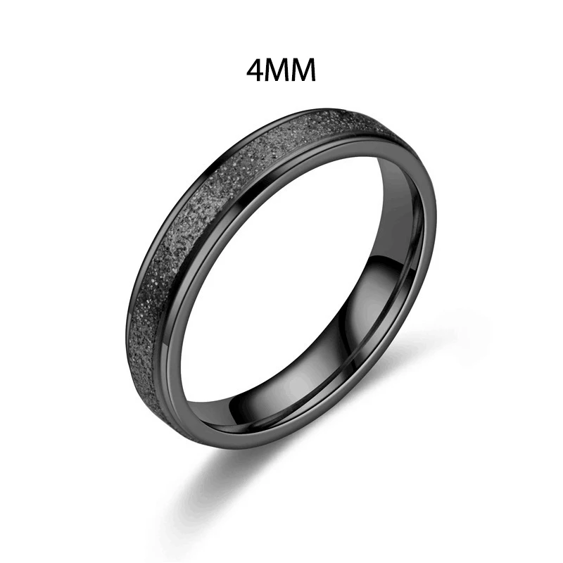 Stainless Steel Matte Frosted Band Ring - Unisex Fashion Jewelry Gift