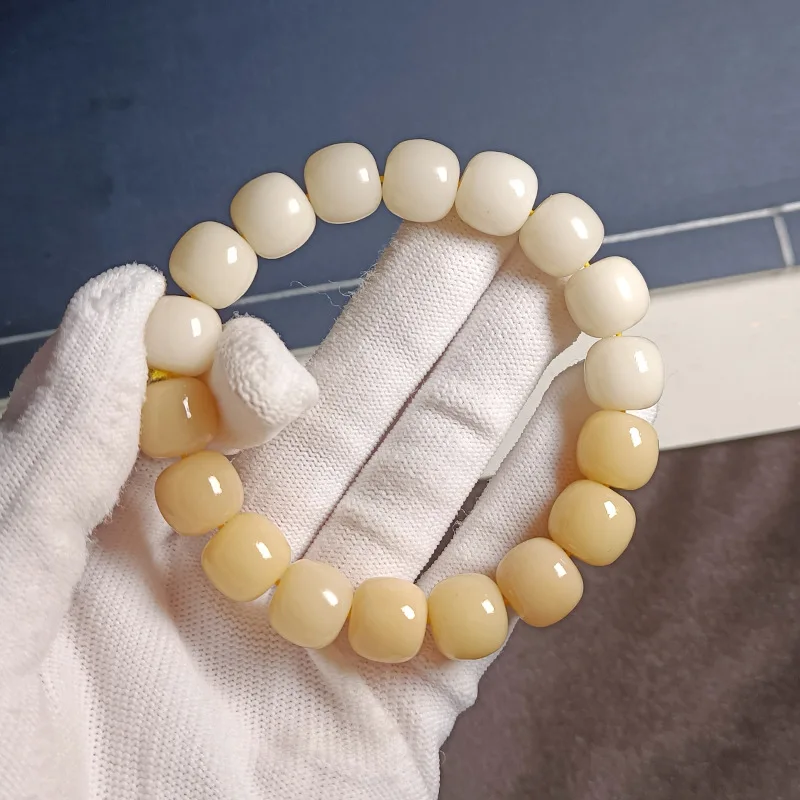 Green Yin Skin Bodhi Bracciale White Jade Bodhi Root Wrapped Finger Bracciale A Cambiamento Graduale Old Type Bucket Beads Playing Female