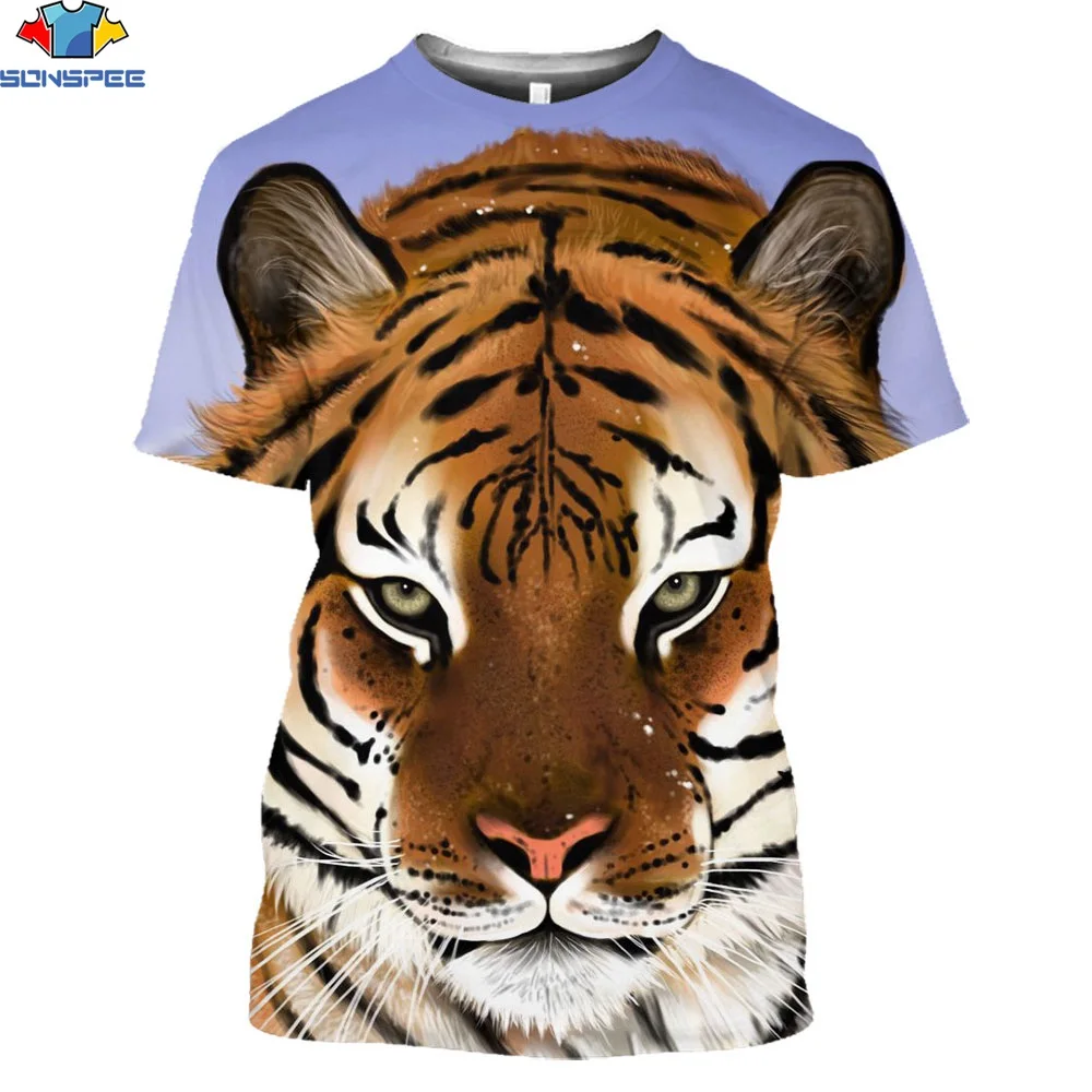 

Sonspee 3d Print Hot Sale New Shirt Summer Women Men Tees Tiger Face Animal Cool Retro Fashion Short Sleeve O-neck Tshirts Tops