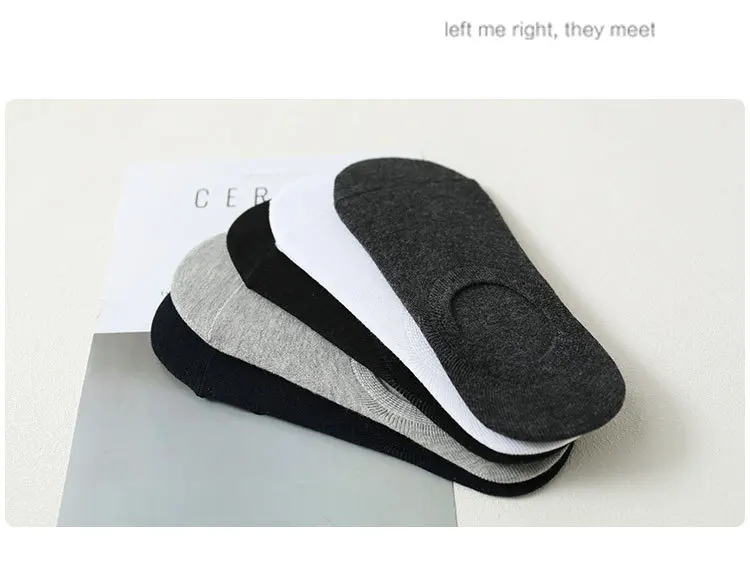 5 Pairs Unisex Invisible Boat Socks Summer Breathable Plain Color Soft Ankle Socks Casual Business Sport No-Show Socks