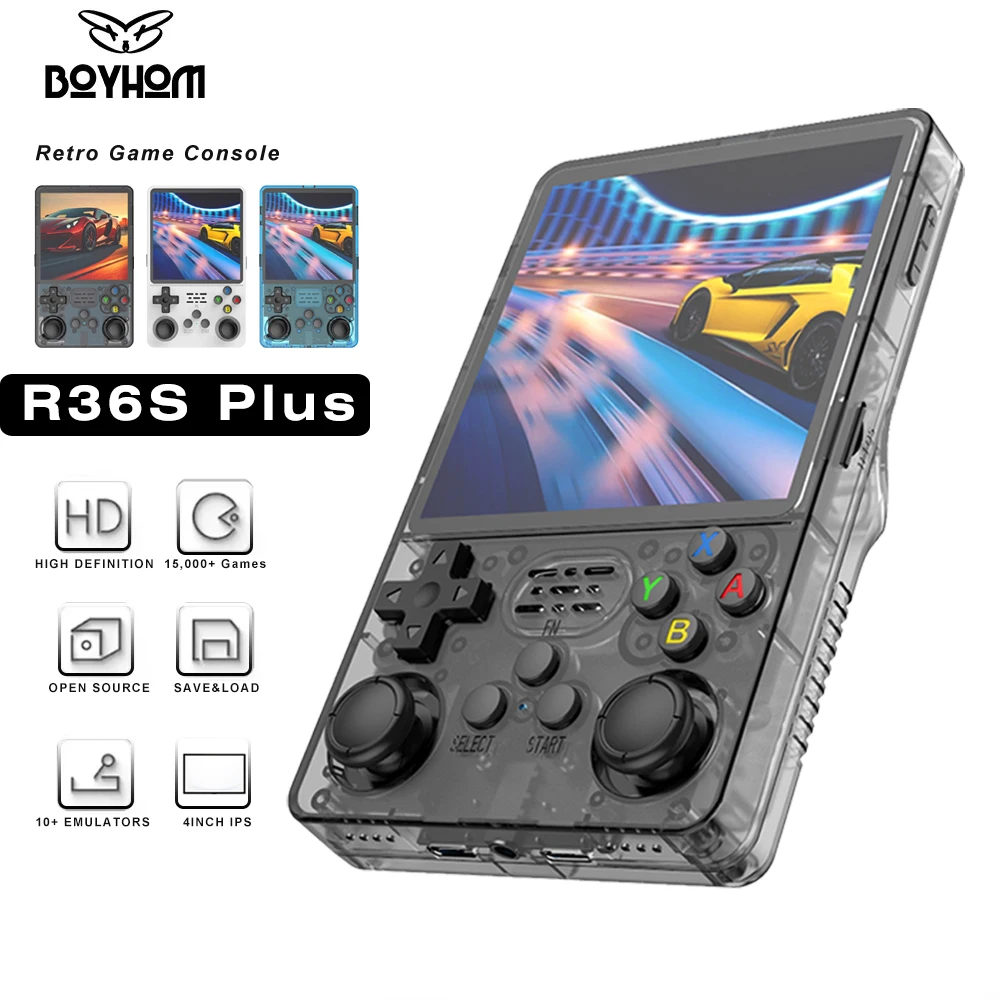 Big Screen BOYHOM R36PLUS Handheld Game Console 4.0inch 10000+ Games PK R36S Portable Pocket Video Player Kids Gift Arkos System