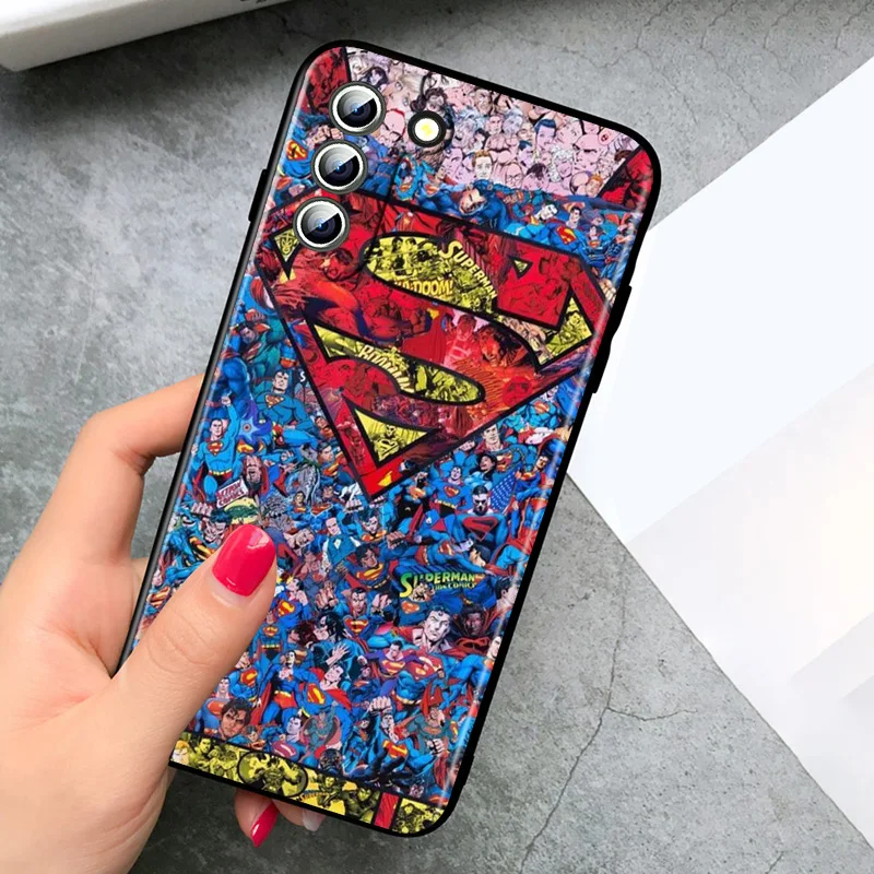 Фото Чехол для телефона с логотипом DC Hero Superman для Samsung Galaxy S23 S22 S21 S20 FE Ultra S10e S10 S9 S8 Plus, легкий черный чехол №5
