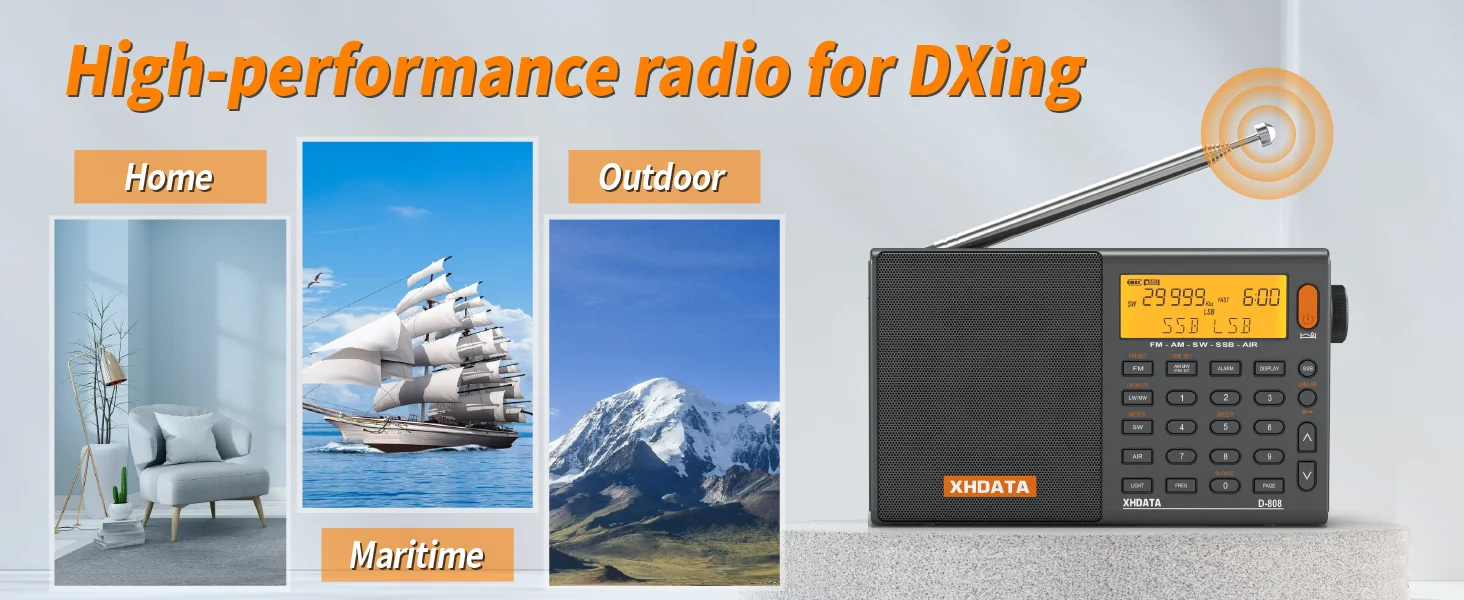 SIHUADON/XHDATA D-808 ラジオ受信機 AM FM SW MW AIR SSB RDS