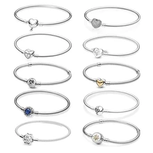 

Jewelry For Women Designer Bangle Fit Original Pandoraer DIY Feminino Charm Beadeds 925 Sterling Silver Bead Bracelet Pulceras