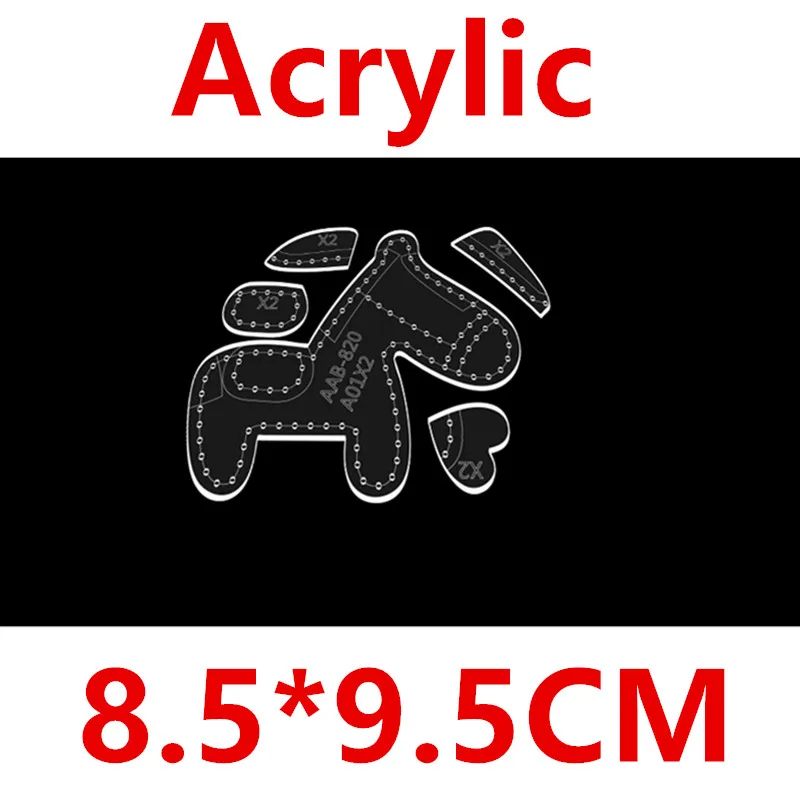 Acrylic Template 1 Set DIY Leather Handmade Craft Cartoon Pony Key Buckle Sewing Pattern 8.5x9.5cm