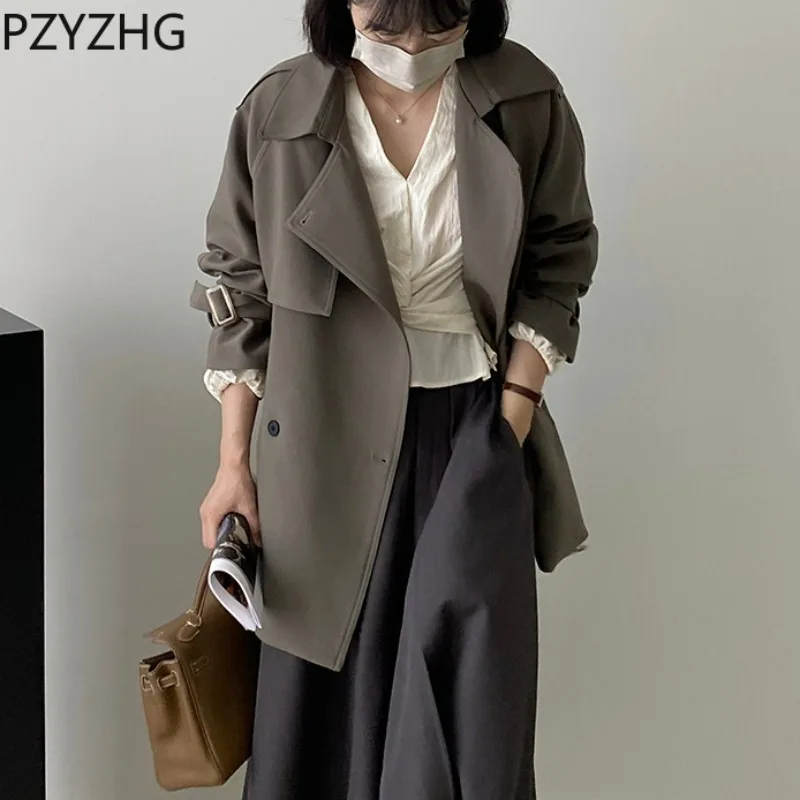 

2023 New Winter and Autumn Street Fashion Women Cold Wool Trench Coat Modern Outerwear Designer Minimalism Jackets