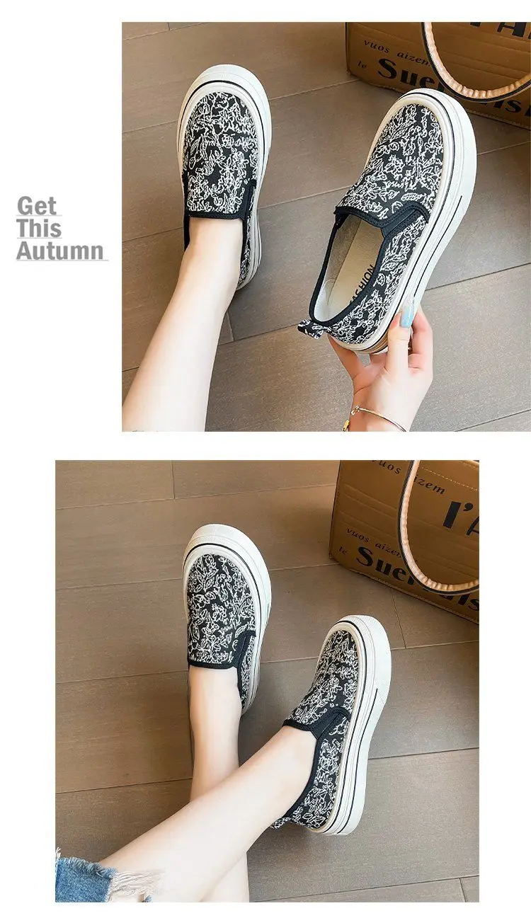 Stickerei Leinwand Loafer Damen Laufschuhe dicken Boden chinesischen Stil Körbe Femmes Schule Mädchen flache Tenis Schuhe – Detail 15