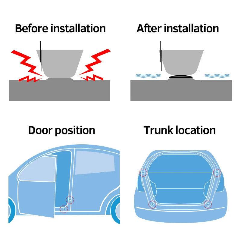 자동차 소음 방지 스티커 문짝 트렁크 충격 방지 버퍼, BMW F34 F07 F06 F10 F30 F25 F26 F48 F39 E71 E70 F44 F35 용, 12 개