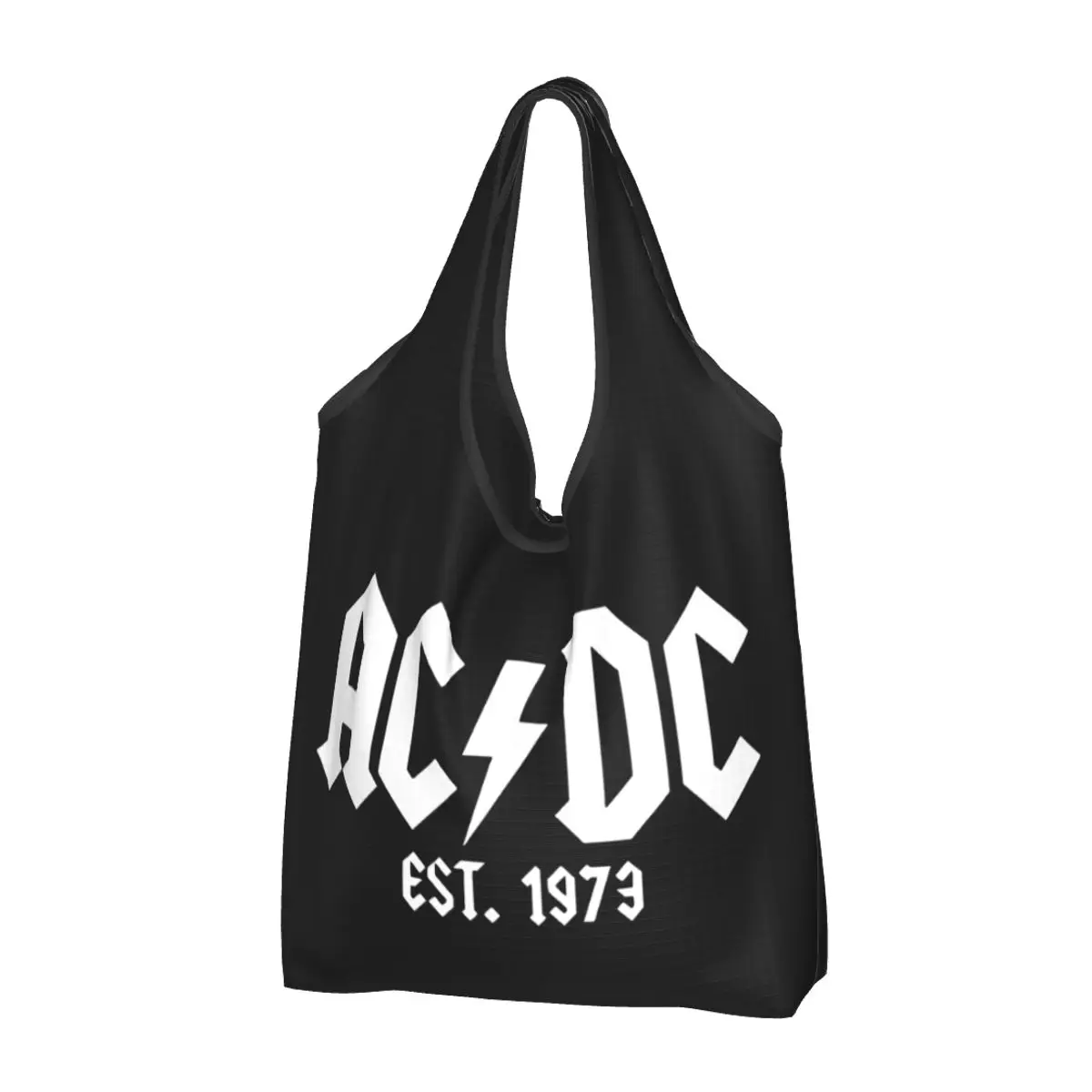 

Многоразовые сумки Let Be Rock AC DC для покупок, складные повязки, музыкальные продуктовые сумки, моющиеся большие сумки-тоут