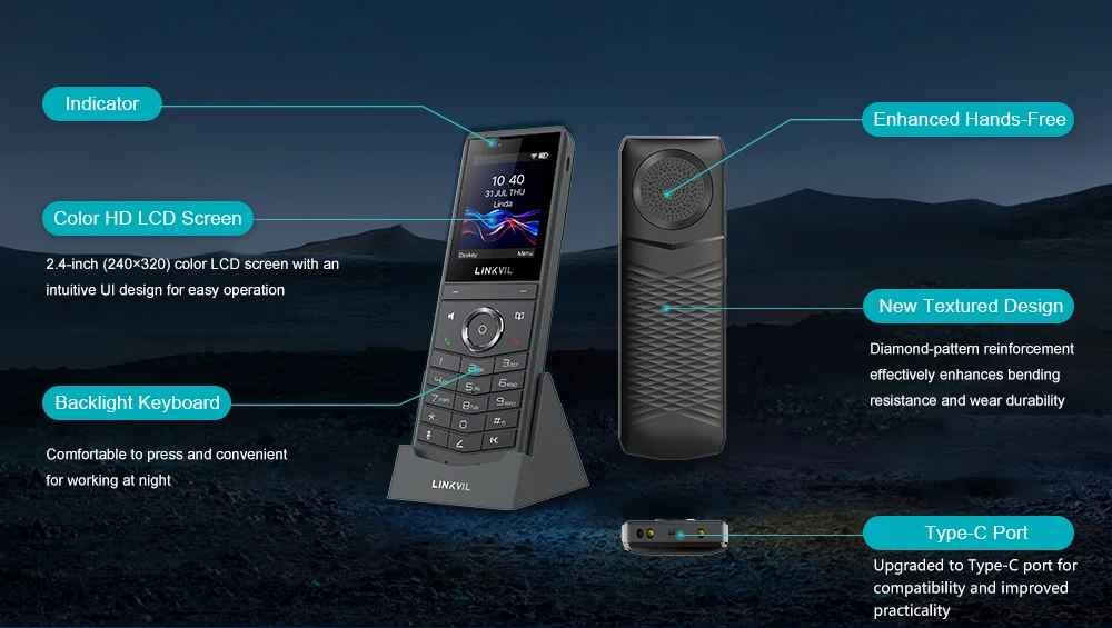 Se01fe7a07bac4e7da7572a66857ea561f LINKVIL Wireless WiFi SIP VoIP Handheld Video Phone Portable US Plug for Office Home Hotels - Audio Fanvil Portable SIP Phone