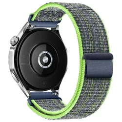 Nylon Embroidered Loop Strap - Adjustable Multi-Size Smartwatch Band for Redmi Watch 3 Lite (Flash green blue)